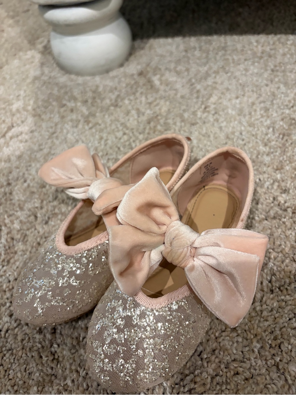 H&M Blush Pink Glitter Bow Ballet Flats